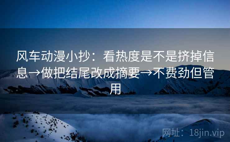 风车动漫小抄：看热度是不是挤掉信息→做把结尾改成摘要→不费劲但管用  第2张